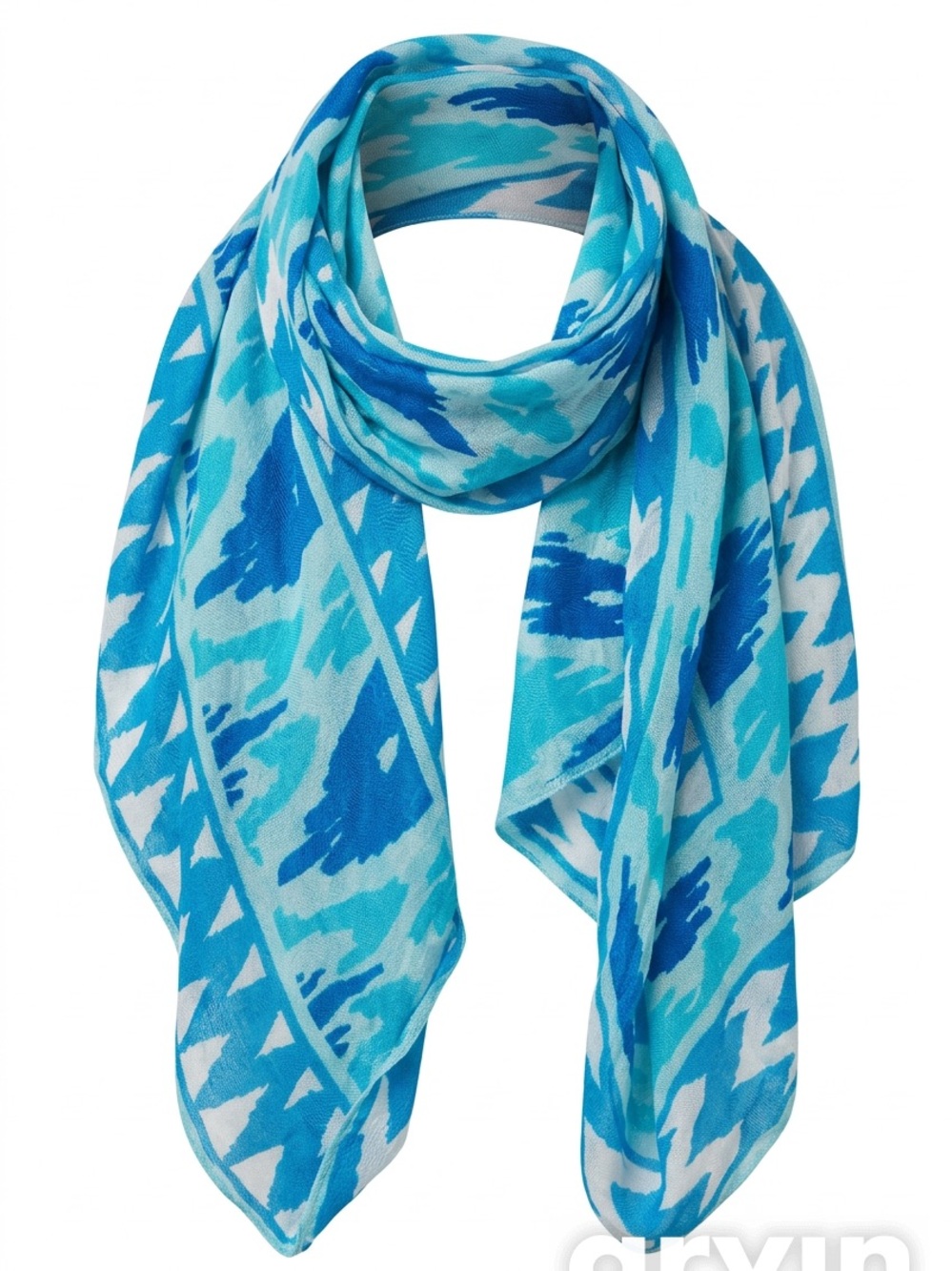 Theodora & Callum Aqua and Blue Patterned Women's Scarf